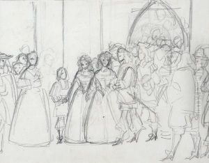 Scena In Interno Con Figure In Costume by Scipione Vannutelli