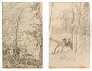 Due Figure Sedute Fra Gli Alberi
Veduta Di Cupola Attraverso Gli Alberi by Scipione Vannutelli