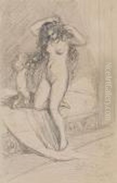 Fanciulla Nuda Che Si Pettina Con Amorino - view 1