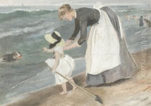 Donna Con Bambina In Riva Al Mare Donna Con Bambina In Riva Al Mare