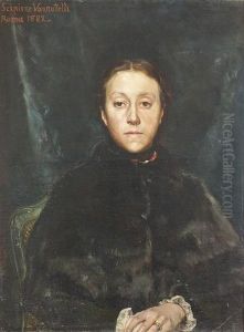 Portrat Einer Jungen Dame In Elegantem Schwarzen Kleid. by Scipione Vannutelli