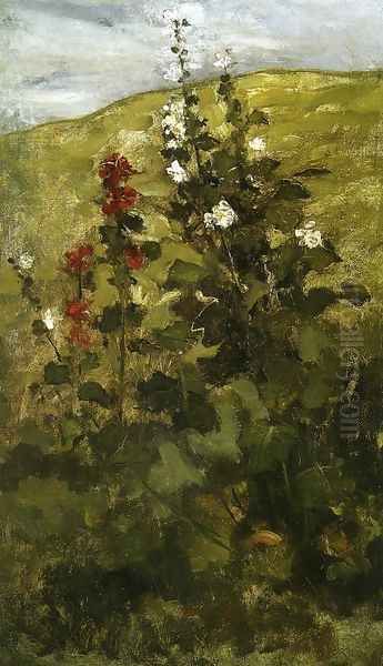 Hollyhocks - view 1