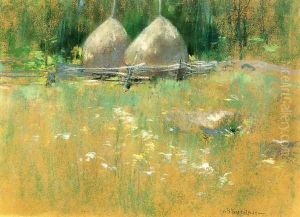 Haystacks At Edge Of Woods by John Henry Twachtman