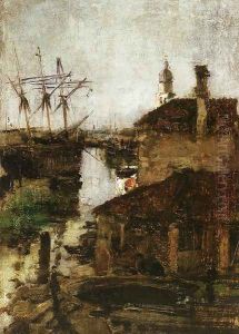 Ship And Dock Venice by John Henry Twachtman