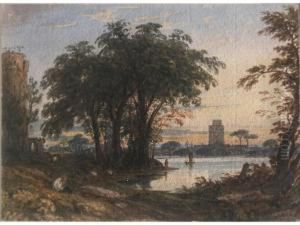 River Landscape Scene by John Varley