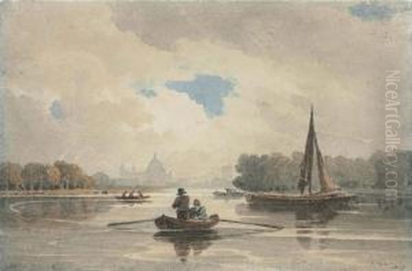 Boats On The River Thames, St Paul's Cathedral - view 1
