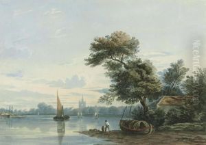 Barges On The Thames Near Chiswick, London