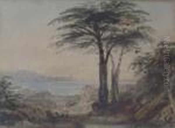 'coast Scene With Figures Under Trees' And 'cottage Among Trees With Figures' - view 1