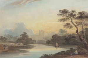 View On The Thames At Evening With Chiswick Church Beyond,london by John Varley