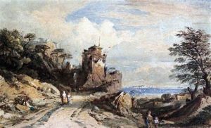A Coastal Road Approaching A Tower