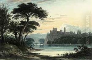 Figure Resting By A Lake, With A Castle Beyond