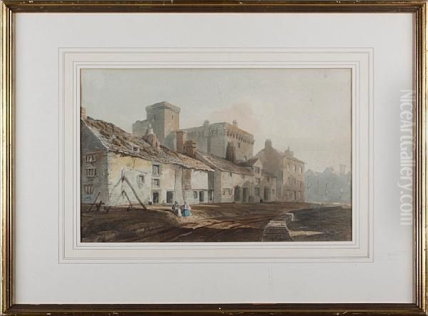 Village Street With Castle Behind - view 1