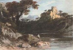 A Landscape With A River And A Castle On A Cliff