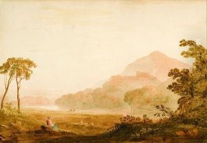 Sheep Grazing By A Stream by John Varley