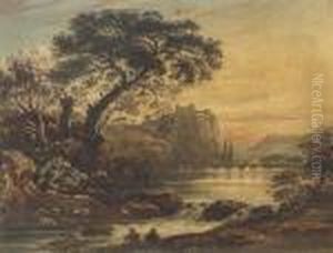 A Capriccio Landscape With A Ruined Castle And A Bridge A Capriccio Landscape With A Ruined Castle And A Bridge