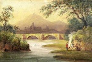 Figures On A Riverbank With Distant Castle Beyond by John Varley