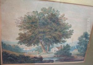 A Figure Seated
By A Pool Beneath A Tree A Figure Seated
By A Pool Beneath A Tree