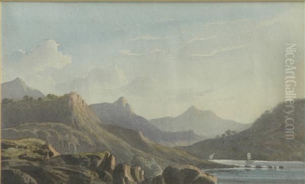 Varleyacross The Village To 
Themountains A Mountainous Landscapetwo, Watercoloursthe Larger 14.5cmx 
20cm - view 1