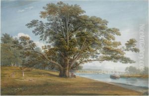 With Children Near Walton Bridges by John Varley
