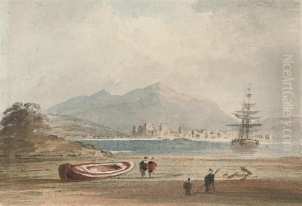 Figures On The Shore With Conway Castle In The Distance - view 1