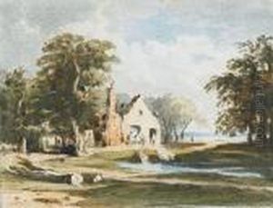 A Landscape With An Inn In The Distance by John Varley
