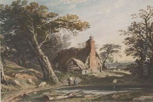 Figures By A Cottage