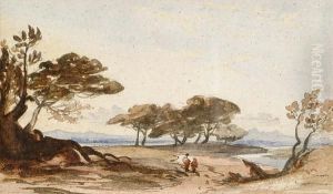 Figures In A Rural Landscape by John Varley