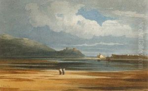 A View Of Harlech Castle, Across Traeth Mawr, Wales by John Varley