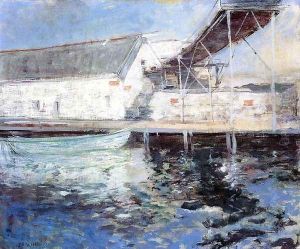 Fish Sheds Gloucester Massachusetts by John Henry Twachtman