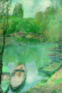 Boats Moored on a Pond by John Henry Twachtman