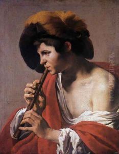 Boy Playing a Recorder 1621 by Hendrick Terbrugghen