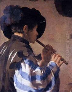 Boy Playing a Fife 1621 by Hendrick Terbrugghen