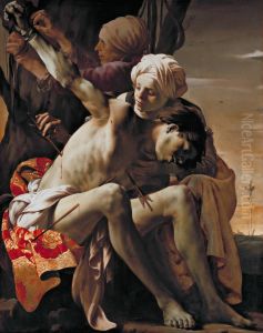 St Sebastian Tended by Irene and her Maid by Hendrick Terbrugghen