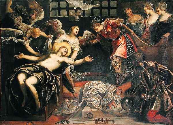 Saint Catherine of Alexandria receives a visit from the Roman Empress Faustina whilst in Prison - view 1