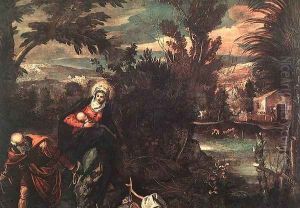 Flight into Egypt 1582-87 by Jacopo Tintoretto (Robusti)