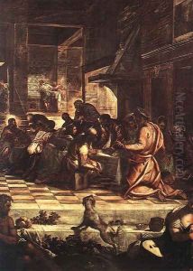 The Last Supper (detail) 1578-81 by Jacopo Tintoretto (Robusti)