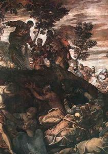 The Miracle of the Loaves and Fishes 1578-81 by Jacopo Tintoretto (Robusti)