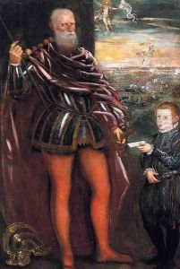 Portrait of Sebastiano Venier with a Page c. 1580 by Jacopo Tintoretto (Robusti)