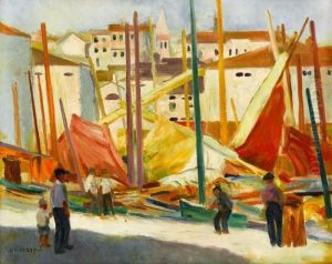 Fishing Boats by Janos Vaszary