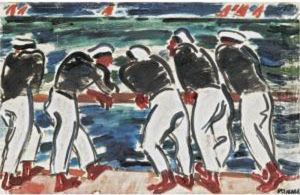 Sailors By The Sea by Janos Vaszary
