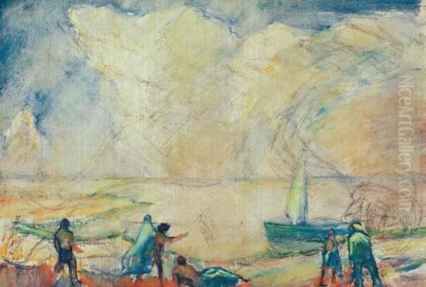 Bathers At The Lake Balaton - view 1