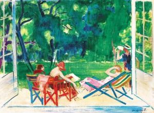Women Sitting In The Garden (in The Park), Late 1920's by Janos Vaszary
