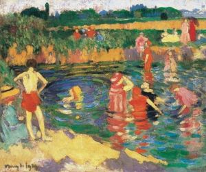 Bathing In The Open Air (fenyesfurdo In Tata) by Janos Vaszary