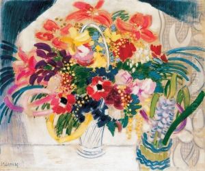 Still Life Of Flowers In The Window (great Still Life Of Flowers), About 1930 by Janos Vaszary