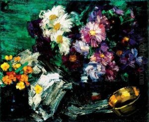 Still Life Of Flowers by Janos Vaszary