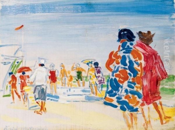 Beach In Rimini With Bathers - view 1