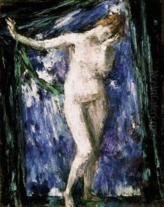 Nude With Blue Background, About 1920 by Janos Vaszary