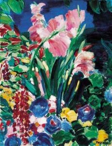 Still - Life Of Flowers (gladioluses) by Janos Vaszary