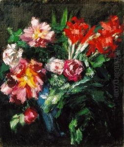 Still-life Of Flowers With Lillies And Roses by Janos Vaszary