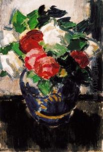 Roses In A Vase by Janos Vaszary